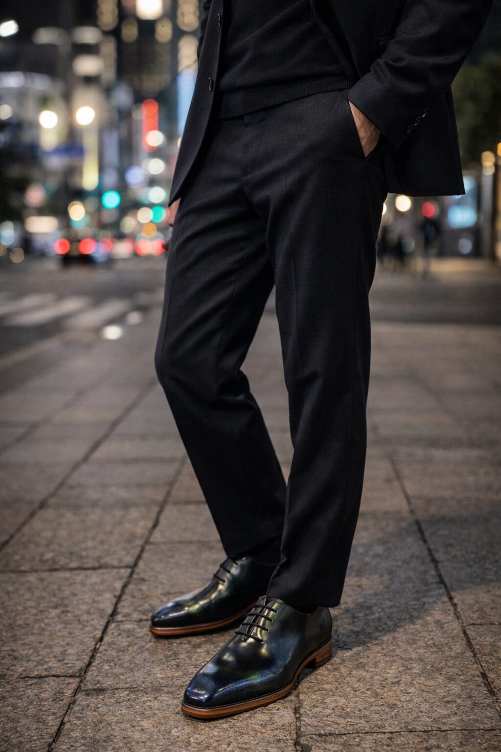 Senzaicha palette — dark tea-green with layered black, green, and muted silver presence